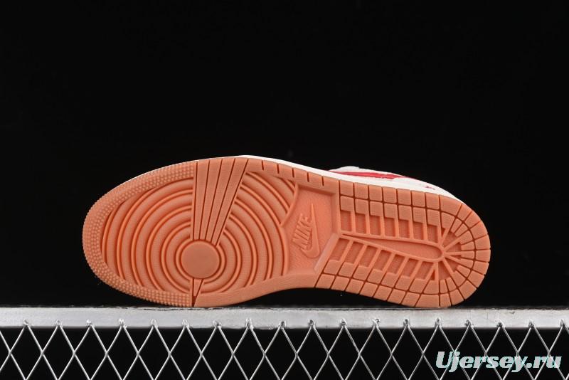 Nike Air Jordan 1 Low Stussy Collaboration - Pink Pig Retro Low-Top Basketball Shoes - SJ9950-023