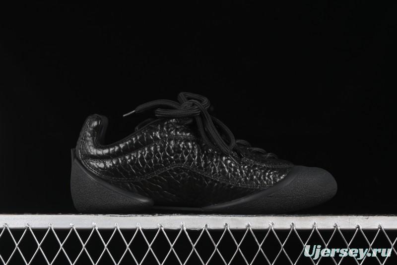 Alexander McQueen Flexion Retro Sneakers in Black with Diamond Grain Calfskin - 8.F6