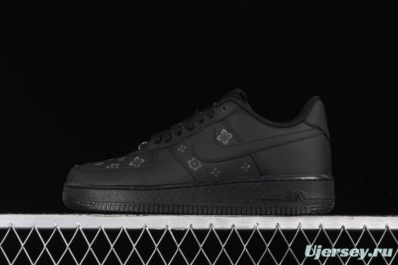 Nike Air Force 1 '07 Low LV Custom All Black Casual Sneakers - 315122-101