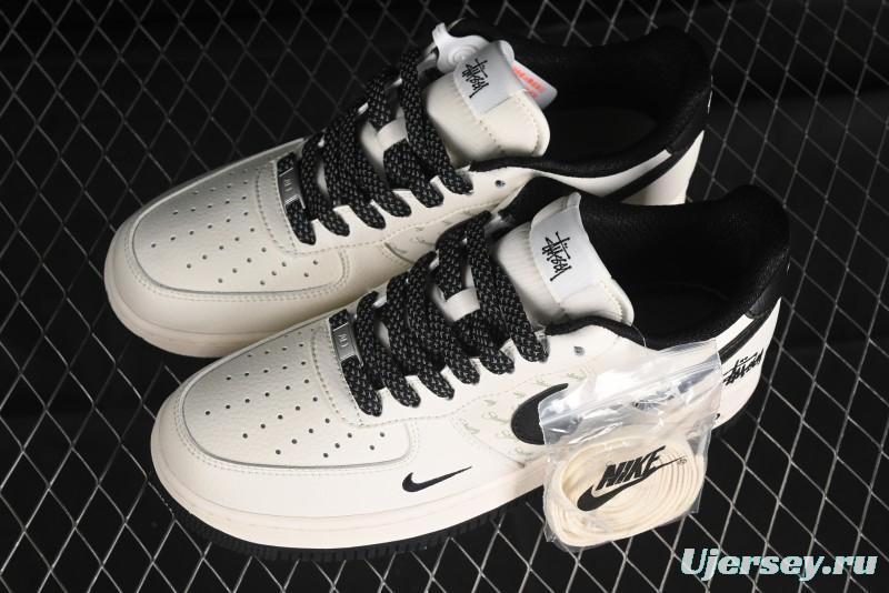 Nike Air Force 1 '07 Low Stussy Collaboration - White Black Low-Top Casual Sneakers - XZ3328-001