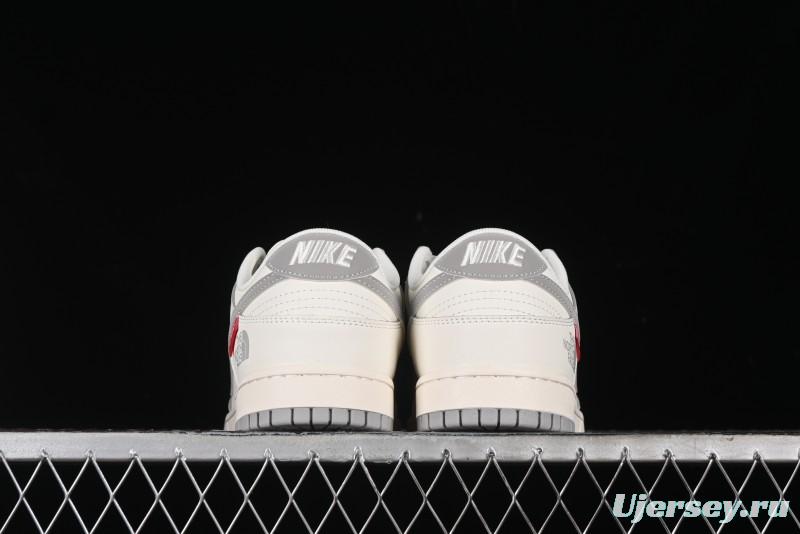 Nike SB Dunk Low Supreme The North Face Collaboration - Light Gray Reflective Swoosh Anniversary Custom Edition Low-Top Casual Skate Shoes - XX2025-628