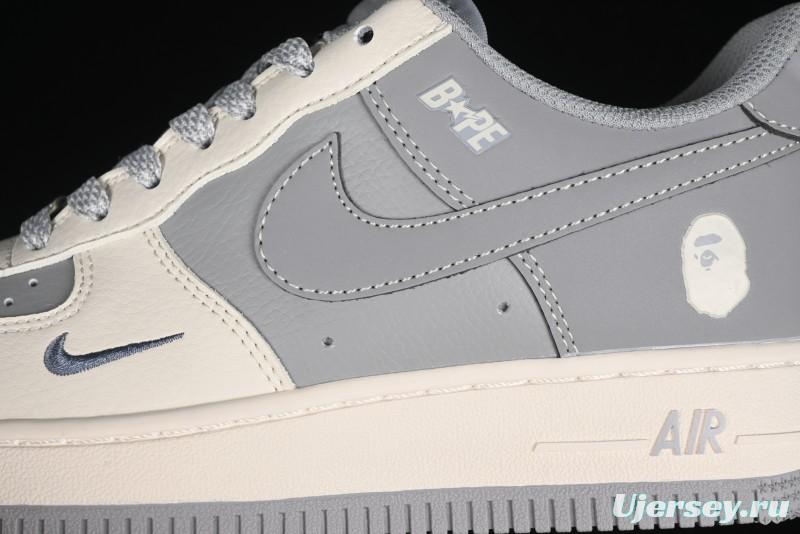 Nike Air Force 1 '07 Low Bape Collaboration - Off White Grey Low Top Casual Sneakers - BB6566-207