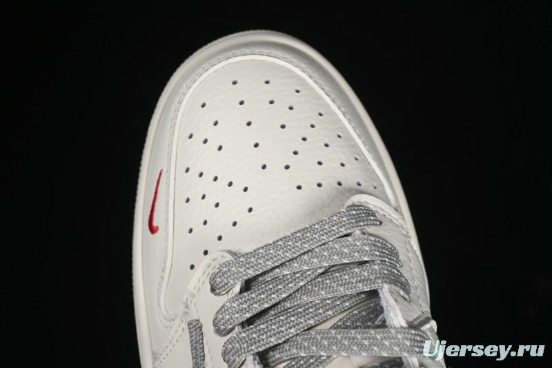 Nike Travis Scott x Fragment Design x Air Jordan 1 Low OG SP AJ1 Supreme Collaboration - Light Grey Denim Two-Tone Low-Top Casual Sneakers - JH6088-705