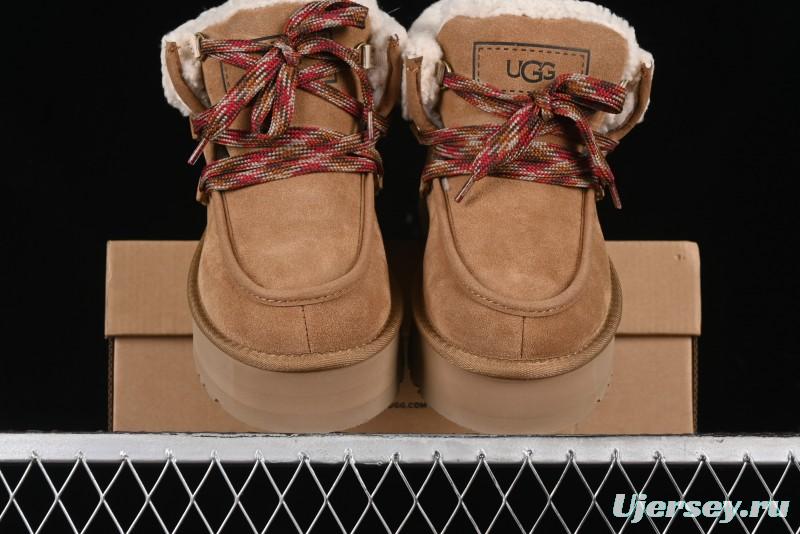 UGG Classic Mini II Fur Lace-Up Platform Short Boots with Treadlite Outsole - 1143954