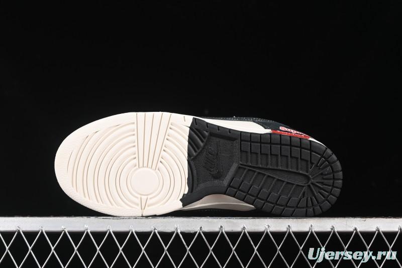 Nike SB Dunk Low SUP Collaboration - Black White Black Swoosh Anniversary Custom Low-Top Casual Skate Shoes - MM1089-020