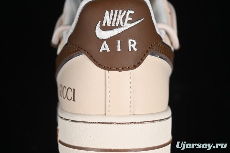 Nike Air Force 1 '07 Low Gucci Collaboration - Brown Coffee Drawstring Low-Top Casual Sneakers - SJ1198-400