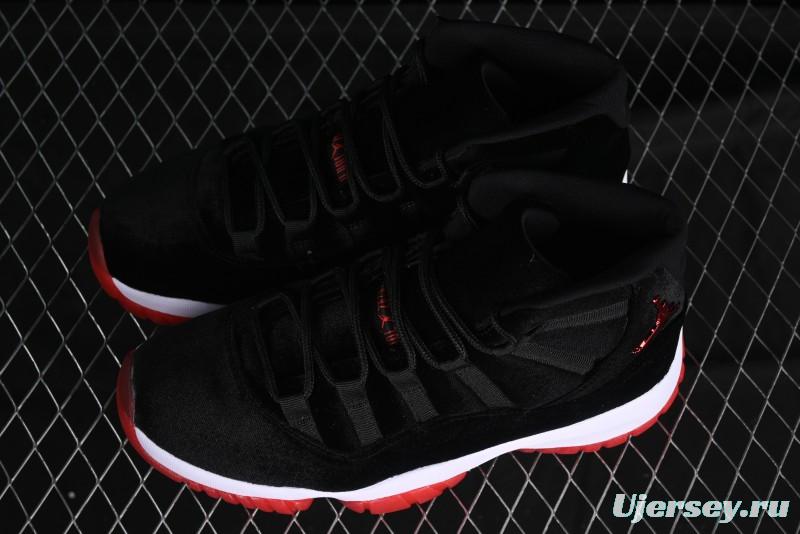 Nike Air Jordan 11 Retro "Bred Velvet" Basketball Shoes with Velvet Overlay - DB5457-061