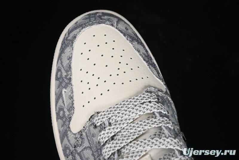 Nike Air Jordan 1 Low AJ1 Dior Collaboration - Grey Blue Red Label Retro Basketball Shoes - SJ9950-037