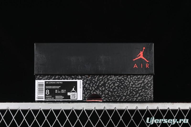 Nike Air Jordan 3 Retro Basketball Shoes in Midnight Black - CT8532-001