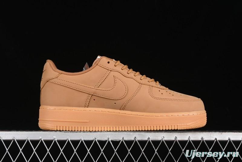Nike Supreme x Air Force 1 Low Casual Sneakers in Wheat Suede with Full-Length Air Cushion - DN1555-200