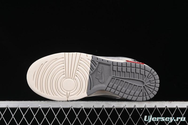 Nike SB Dunk Low Stussy Collaboration - Light Grey White Anniversary High-End Custom Low-Top Casual Skate Shoes - SJ2068-302