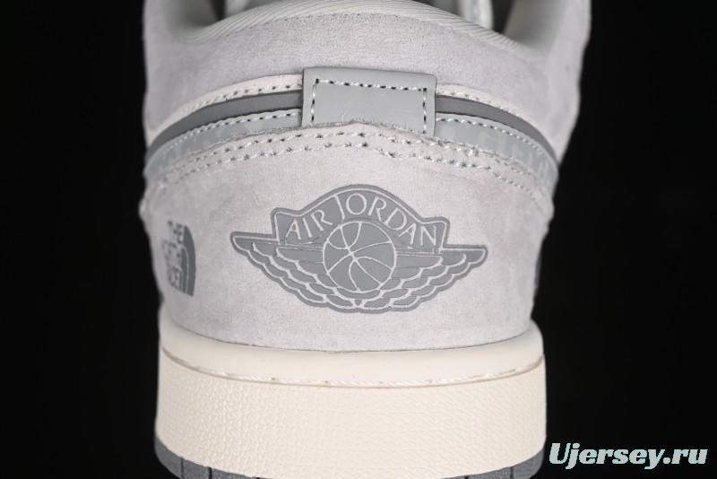 Nike Air Jordan 1 Low AJ1 The North Face Collaboration - Suede Grey Retro Basketball Shoes - DM5688-111