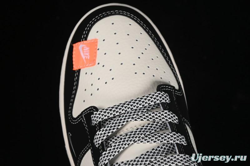 Nike SB Dunk Low Stussy Collaboration - Patchwork Cream Black Swoosh Anniversary Custom Low-Top Casual Skate Shoes - MM1089-023