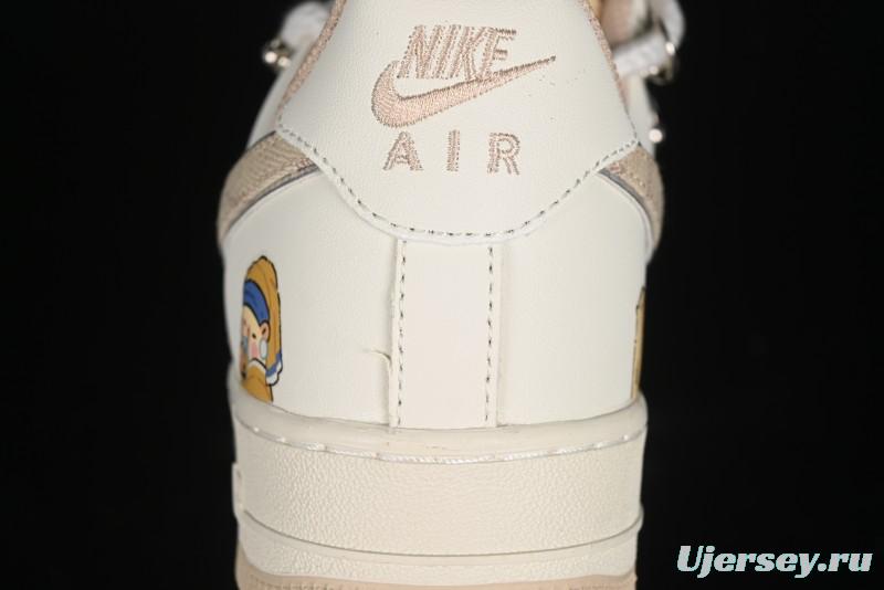 Nike Air Force 1 Low x Capybara "Pearl Girl" Casual Sneakers with Lace-Up Design - LV0506-505