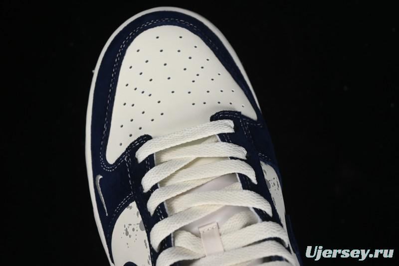 Nike SB Dunk Low UN Collaboration - Splatter Navy Swoosh Anniversary Custom Low-Top Casual Skate Shoes - DJ2024-041