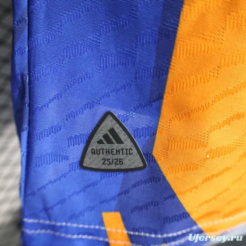 Player Version 25/26 Real Madrid Limited Edition Blue Orange Abstract Pattern Jersey