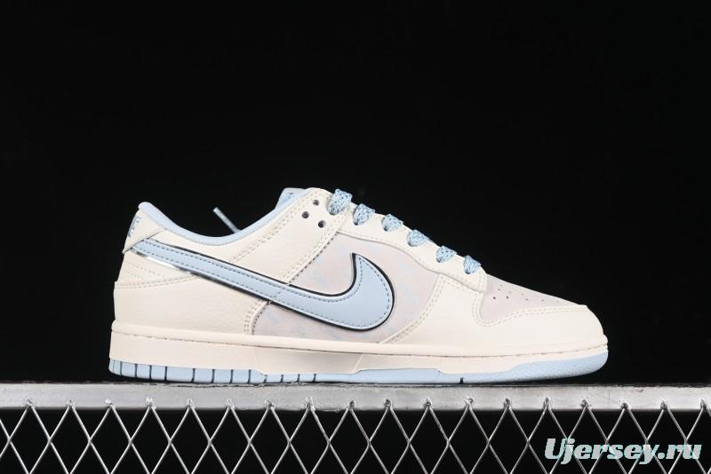 Nike SB Dunk Low Stussy Collaboration - Double Swoosh Ice Blue Anniversary Custom Low-Top Casual Skate Shoes - XX2026-101