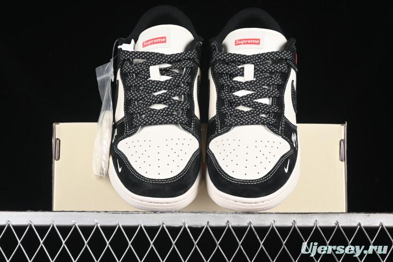 Nike SB Dunk Low SUP Collaboration - Black White Black Swoosh Anniversary Custom Low-Top Casual Skate Shoes - MM1089-020