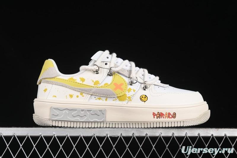 Nike Air Force 1 Fontanka Custom Graffiti Low-Top Casual Sneakers with Deconstructed Dual Laces - DV6984-001