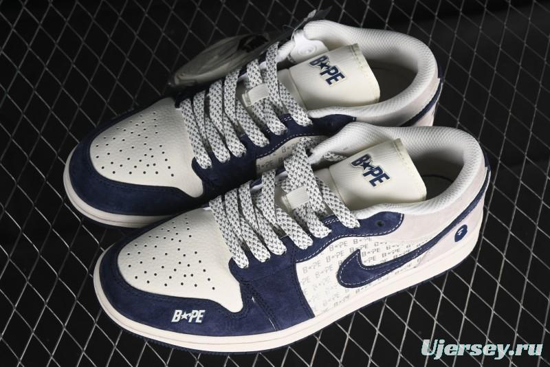 Nike Air Jordan 1 Low BAPE Collaboration Retro Basketball Shoes - WG8850-015