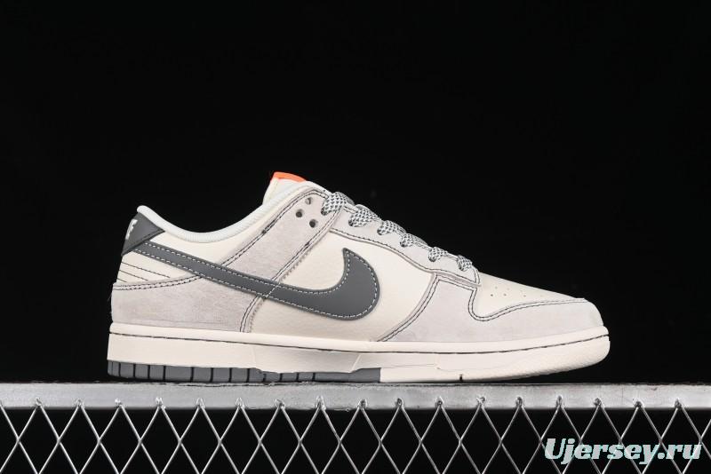 Nike SB Dunk Low Stussy Collaboration Patch Grey White Dark Grey Swoosh Anniversary Custom Low-Top Casual Skate Shoes - MM1089-024