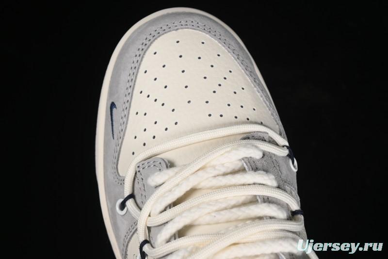 Nike SB Dunk Low Stussy Collaboration - Lace-Up Off White Navy Swoosh Anniversary High-End Custom Low-Top Casual Sneakers - SJ2068-308