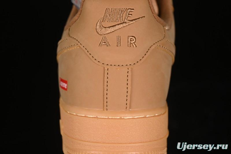 Nike Supreme x Air Force 1 Low Casual Sneakers in Wheat Suede with Full-Length Air Cushion - DN1555-200