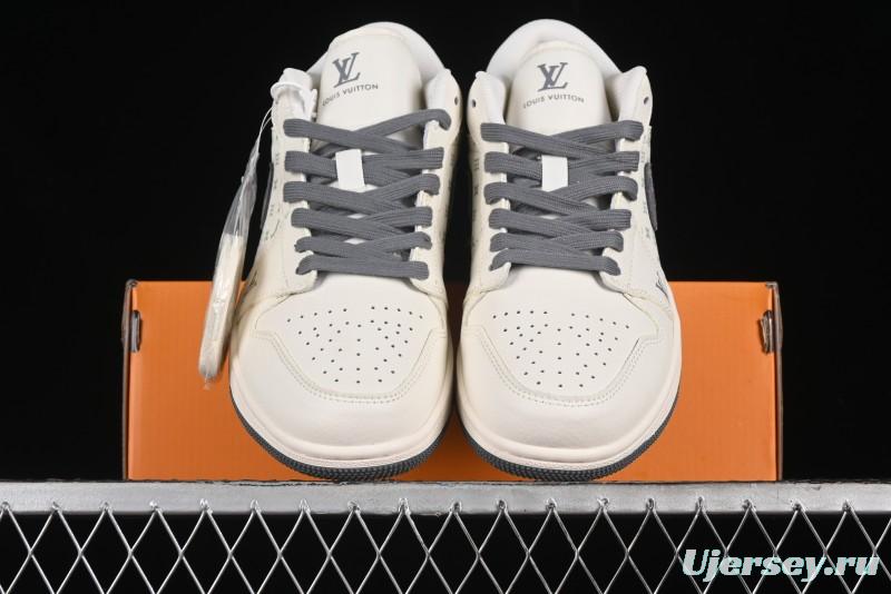 Nike Air Jordan 1 Low LV Collaboration Print Off-White Retro Basketball Shoes - WG8850-010