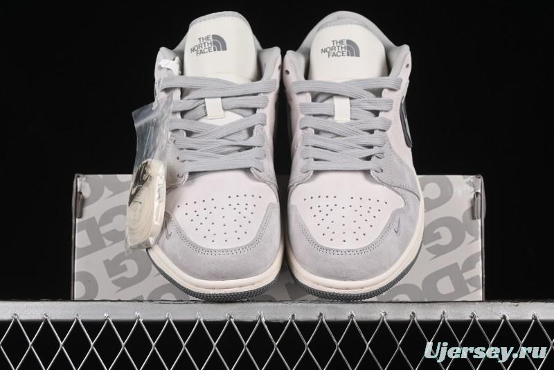 Nike Air Jordan 1 Low AJ1 The North Face Collaboration - Suede Grey Retro Basketball Shoes - DM5688-111