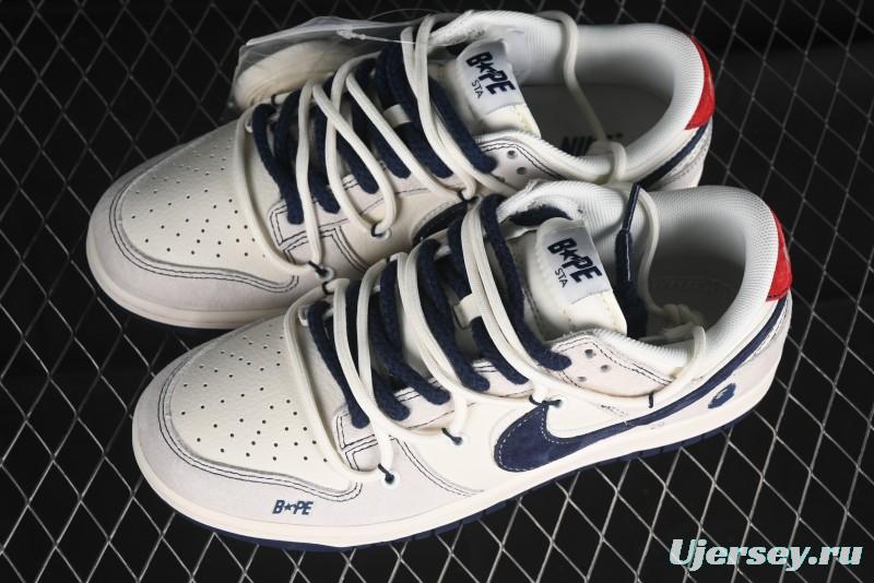 Nike SB Dunk Low BAPE Collaboration - Strap Blue Swoosh Anniversary Customized Low-Top Casual Sneakers SJ2068-298