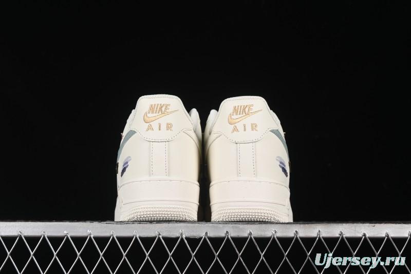 Nike Air Force 1 '07 Low Casual Sneakers with Mint Mambo Anime Theme and Gold Spray - ZH0316-040