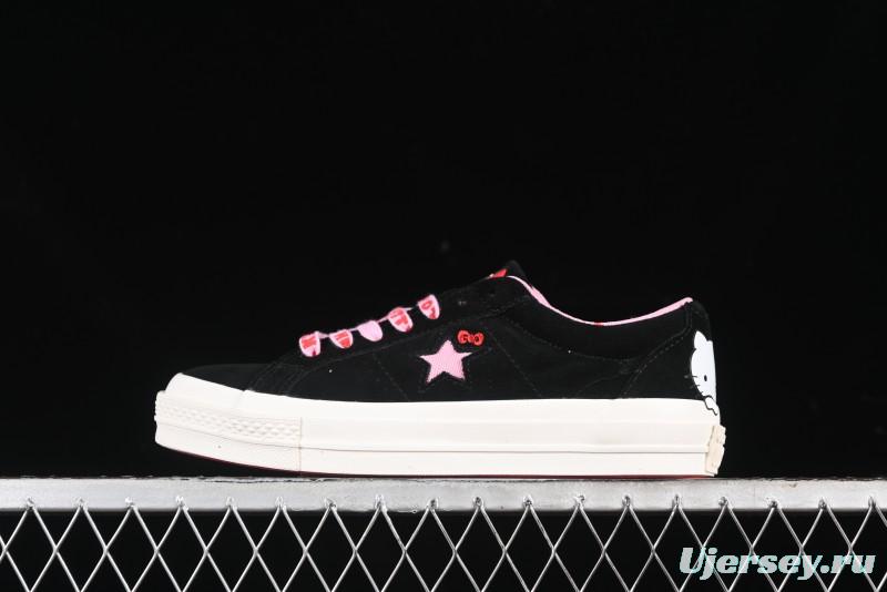 Converse One Star Hello Kitty Collaboration Low-Top Casual Sneakers with Embroidered Bow - 362940C