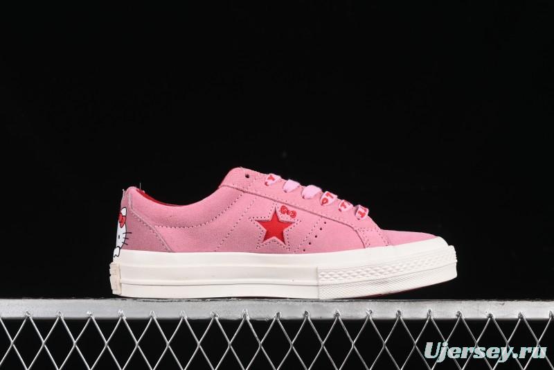Converse One Star Hello Kitty Collaboration Low Top Casual Sneakers with Embroidered Bow - 362941C