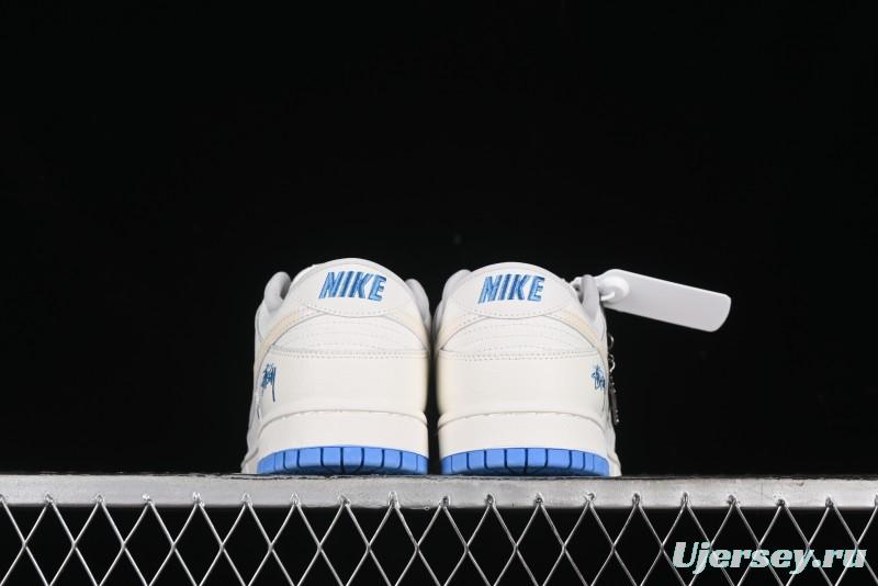 Nike SB Dunk Low Stussy Series - Woven Colorful White Swoosh Anniversary Custom Low-Top Casual Skate Shoes - KK1888-014