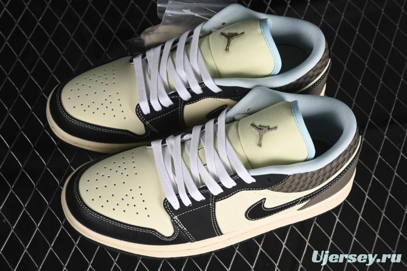 Nike Air Jordan 1 Low "Coconut Milk Black" Casual Basketball Shoes with Contrast Swoosh - HQ3437-101