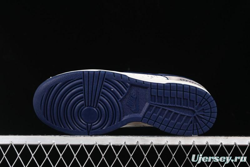 Nike SB Dunk Low UN Collaboration - Splatter Navy Swoosh Anniversary Custom Low-Top Casual Skate Shoes - DJ2024-041
