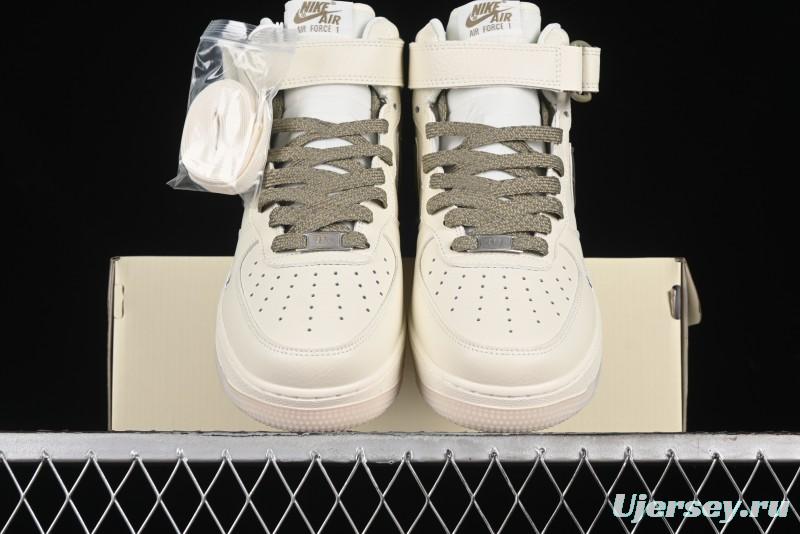 Nike Air Force 1 '07 Mid Military Green Dual-Color Sole Starlight Retro Sneakers - XL0236-231