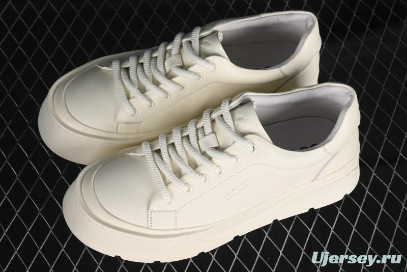 ECCO Street Light Series Autumn Platform Round Toe Versatile Casual White Sneakers 63311901002