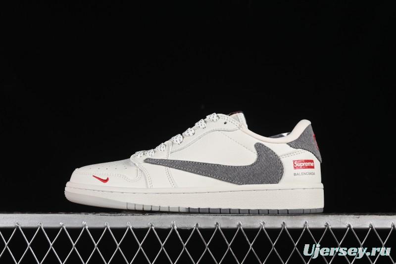 Nike Travis Scott x Fragment Design x Air Jordan 1 Low OG SP AJ1 Supreme Balenciaga Collaboration - JH6088-6