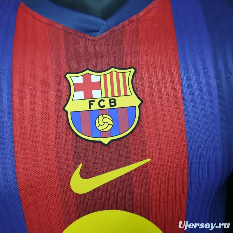 Player Version 25/26 Barcelona Blue and Red Striped with Spotify Sponsor Jersey
