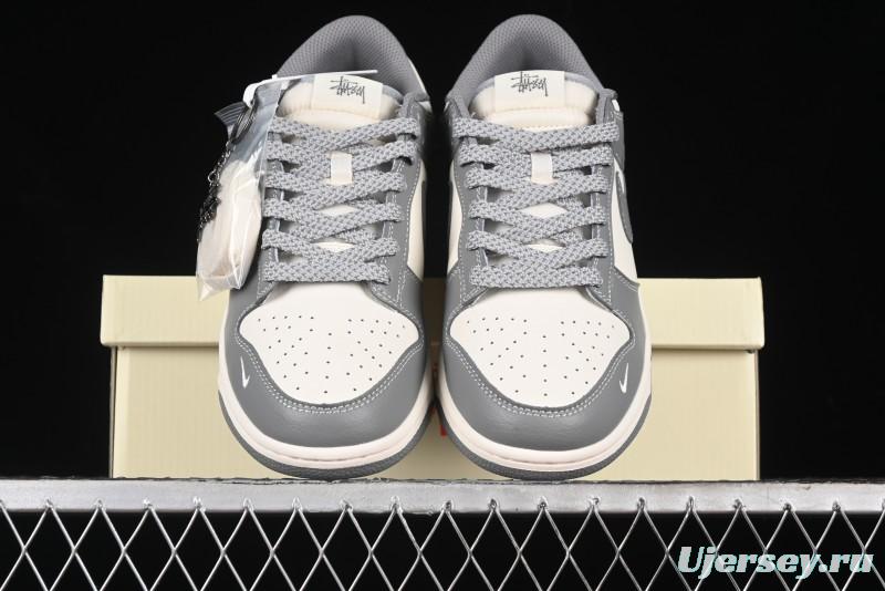Nike SB Dunk Low Stussy Collaboration - Midnight Grey Anniversary Custom Low-Top Casual Skate Shoes - BB9898-007