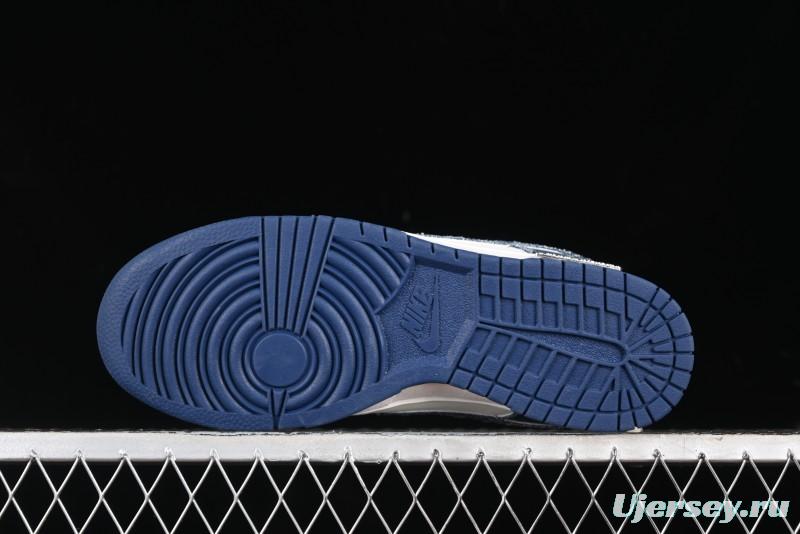 Nike SB Dunk Low LV Collaboration - Dark Blue Denim White Blue Swoosh Anniversary High-End Custom Low-Top Casual Sneakers - DJ2024-008