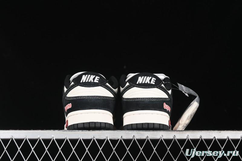 Nike SB Dunk Low SUP Collaboration - Black White Black Swoosh Anniversary Custom Low-Top Casual Skate Shoes - MM1089-020