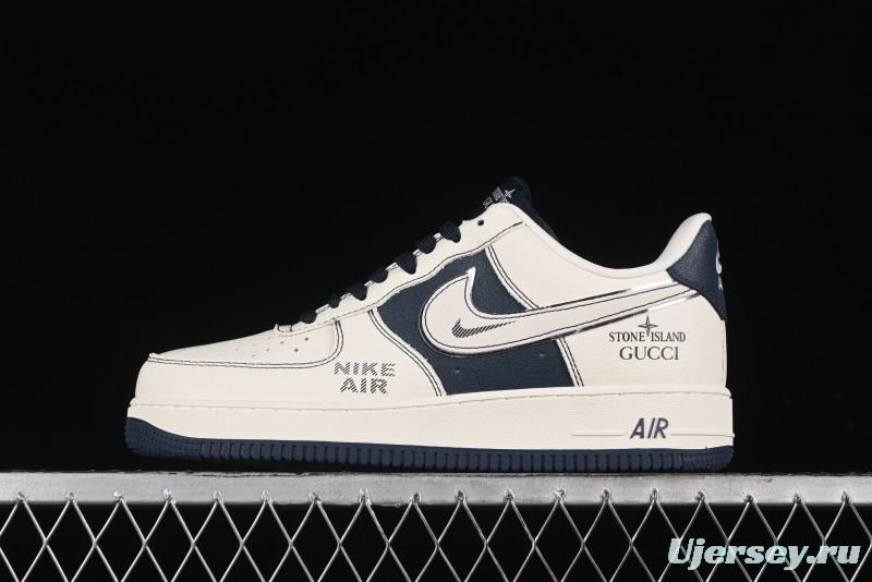 Nike Air Force 1 '07 Low Gucci Stone Island Collaboration - Off White Graphite Low-Top Casual Sneakers - KK1988-013