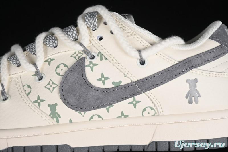 Nike SB Dunk Low Violent Bear Series - Lace-Up Beige with Grey Check - Anniversary Custom Edition Low-Top Casual Skate Shoes - SJ2068-289
