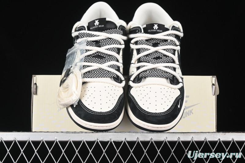 Nike SB Dunk Low Violent Bear Series - Lace-Up Beige with Black Swoosh Anniversary High-End Customized Low-Top Casual Skate Shoes - SJ2068-290