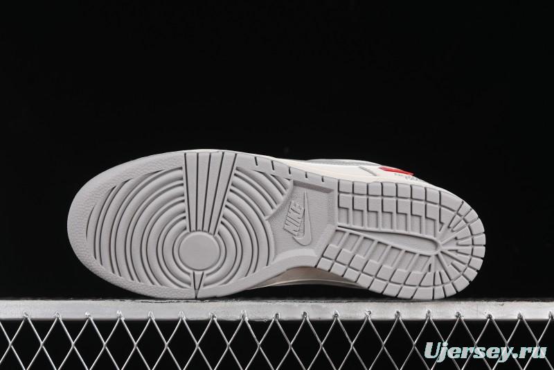 Nike SB Dunk Low Supreme The North Face Collaboration - Light Gray Reflective Swoosh Anniversary Custom Edition Low-Top Casual Skate Shoes - XX2025-628