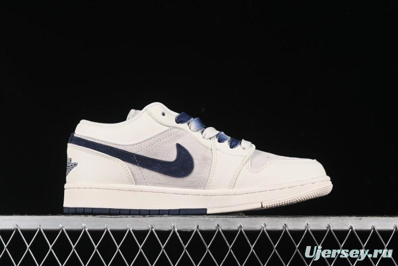 Nike Air Jordan 1 Low Supreme Collaboration - Deep Blue Two-Tone Sole Retro Basketball Shoes - SJ9950-020