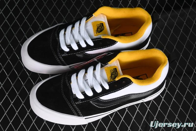 Vans Knu Skool Low-Top Retro Casual Vulcanized Slip-On Sneakers in Black White Yellow - VN000D6C6RJ