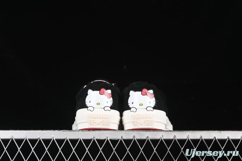 Converse One Star Hello Kitty Collaboration Low-Top Casual Sneakers with Embroidered Bow - 362940C